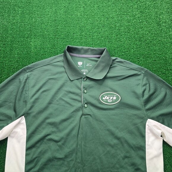 New York Jets Polo Shirt Mens Large Green Nike‎ Dri Fit NFL Football Sports - Picture 2 of 12